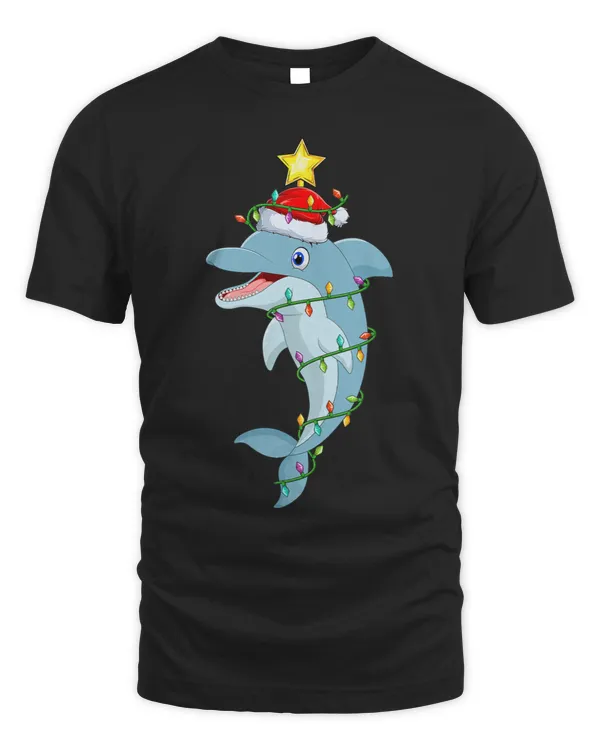 Dolphin Gift Xmas Tree Lighting Santa Dolphin Fish Christmas