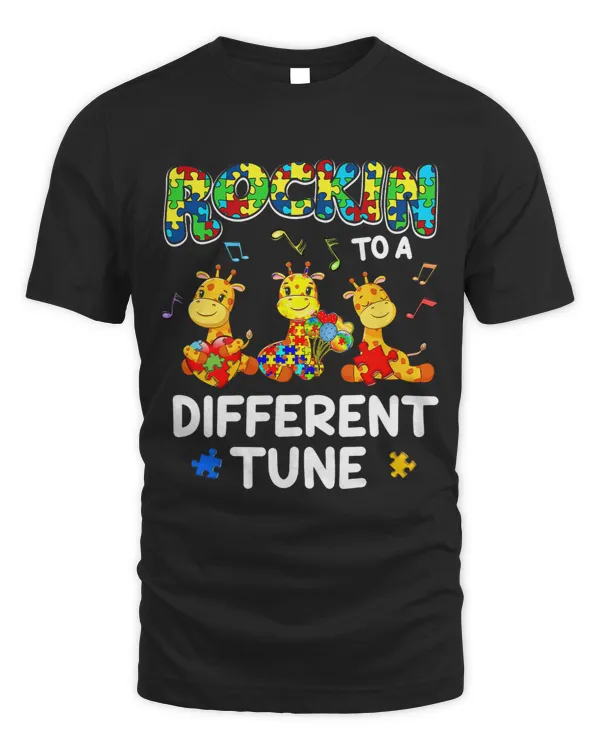 Giraffe Gift Rockin To A Different Tune Giraffes Autism Awareness Kids