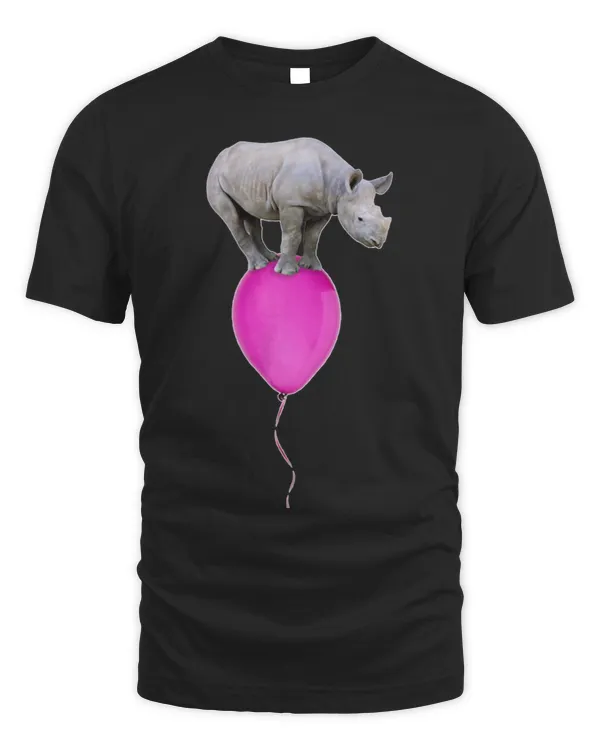Rhino Gift on Balloon Cute Animal with Balloon Shirt Print