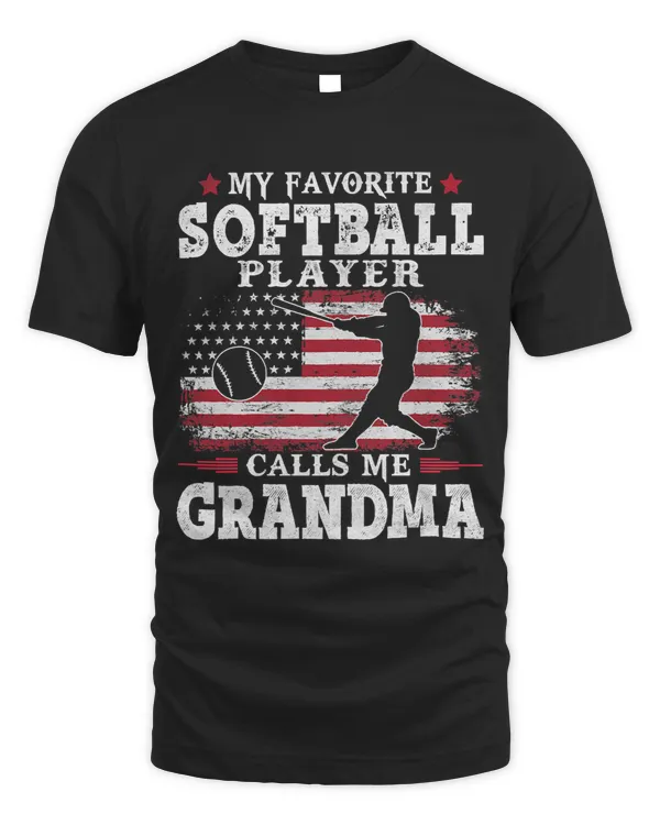 Softball Gift Womens Player Calls Me Grandma USA Flag Mothers day 96