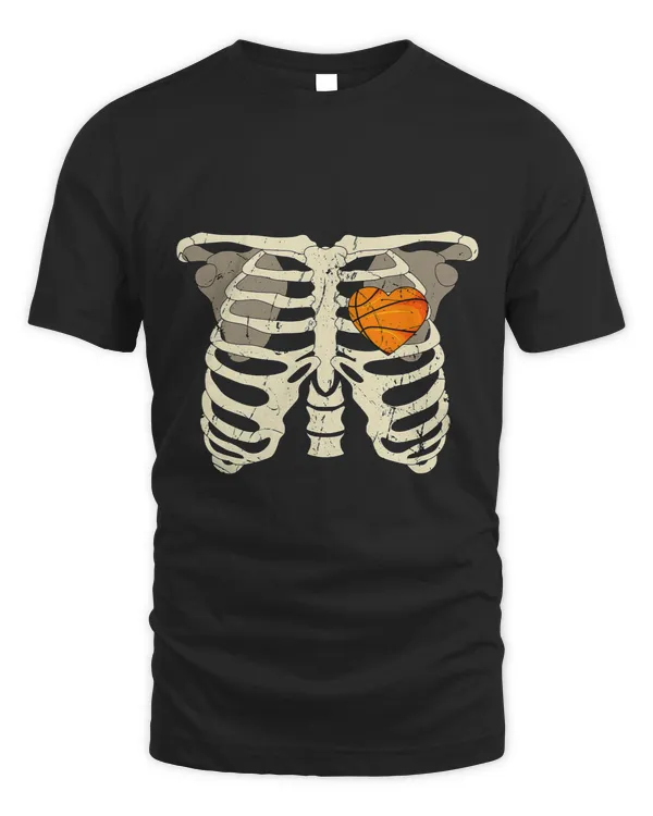 Basketball Gift Halloween Basketball Skeleton Heart Chest Team Sport