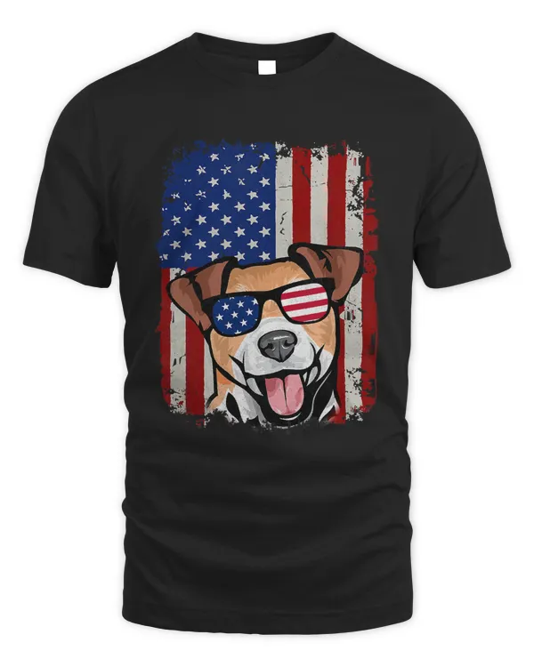 American Flag Jack Russell Terrier T-Shirt