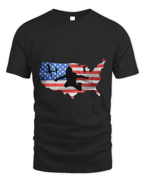 Skydiving Gift USA Flag Skydiving American Flag Skydiver Tee