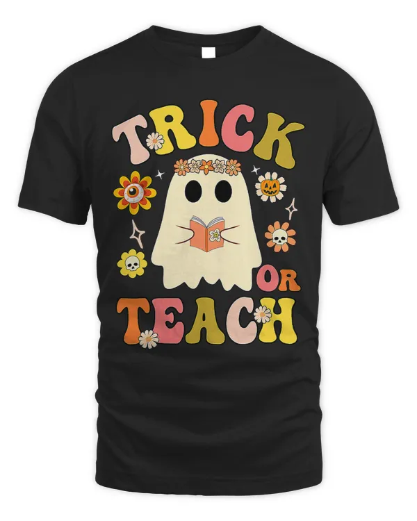 Teacher Job Groovy Halloween Trick or Teach Retro Floral Ghost Teacher 139