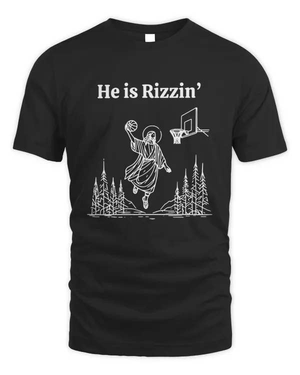 He is Risen Funny Easter Shirt of Jesus Playing Basketball, Retro Christian Faith Religious Graphic Tee, Weirdcore Clothing That Go Hard