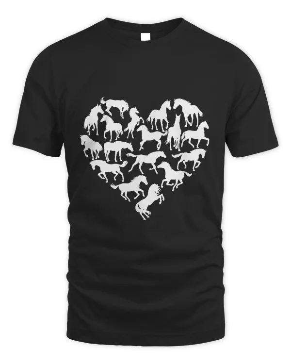 Horse Heart Shirt, Horse Lover Tee, Horses Heart T-Shirt, Horse Lover Gift, Horse Silhouette Shirt, Equestrian Tee, Gift For Horse Owner