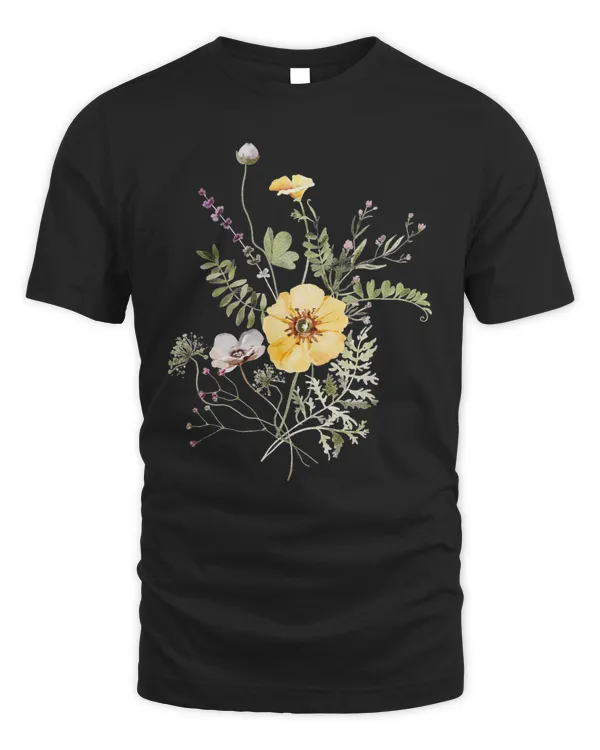 Wildflowers Graphic T-Shirt for Women, graphic wildflower shirt, Hiking Outdoor Camping Botanical T-Shirt