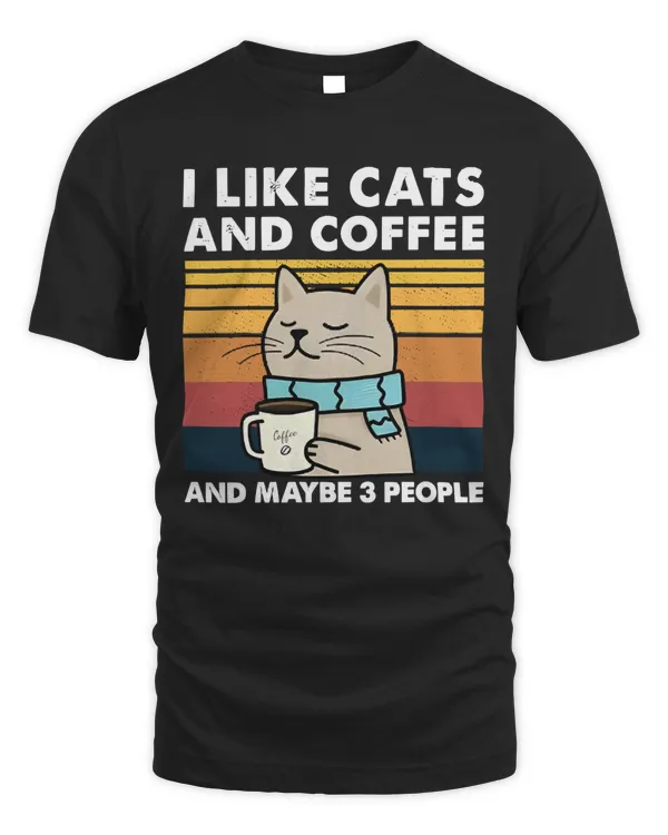 I Like Cats And Coffee Shirt, Coffee Lover Shirt, Funny Cat Shirt, Cat Mom Gift, Cat Lover Shirt, Retro Coffee Shirt, Vintage Cat Shirt