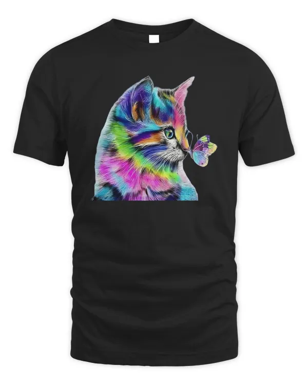Colorful Cat Shirt, Just a girl who loves cat, ranch life nature, Cat shirt, Cat lover shirt