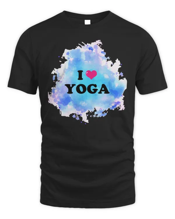 I Love Yoga Yoga relaxation quote with blue watercolour splash10940 T-Shirt