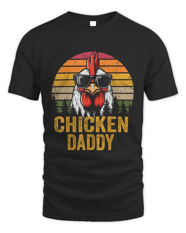 Chicken Daddy Vintage Rooster For Dad Farmer Fathers Day Men T-Shirt