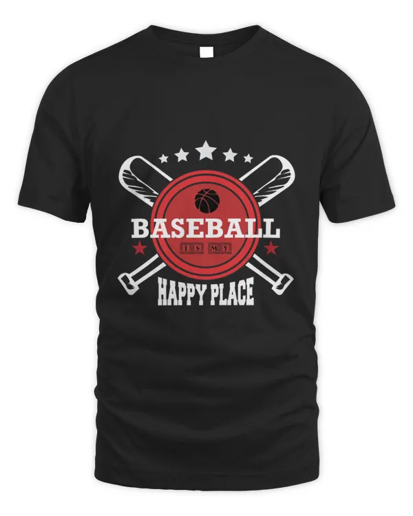 BASEBALL IS MY HAPPY PLACE Baseball Shirts, Custom Baseball Shirt,Baseball Mom Shirt,Baseball Mama,Personalized Baseball Gifts,Baseball Team Shirt