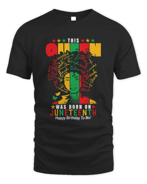 June 19th Birthday Juneteenth Freedom Black Woman Afro Hair T-Shirt