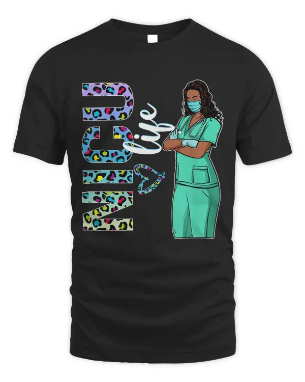 Womens Black Nurse Uniform Afro African NICU Nurse Day T-Shirt