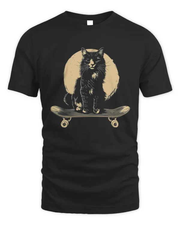 Skateboard Cat Shirt, Cool Cat Shirt, Vintage Style, Cat T Shirt, Crazy Skate Punk Kitten Tee, Cool Graphic T Shirt, Unisex Softstyle T-Shirt