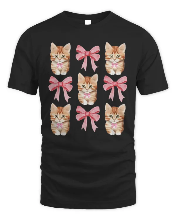 Coquette Cat Shirt, Cat Girly Shirt, Cat Lover Shirt, Soft Girl Era Shirt, Aesthetic Shirt, Cherry Bow Shirt