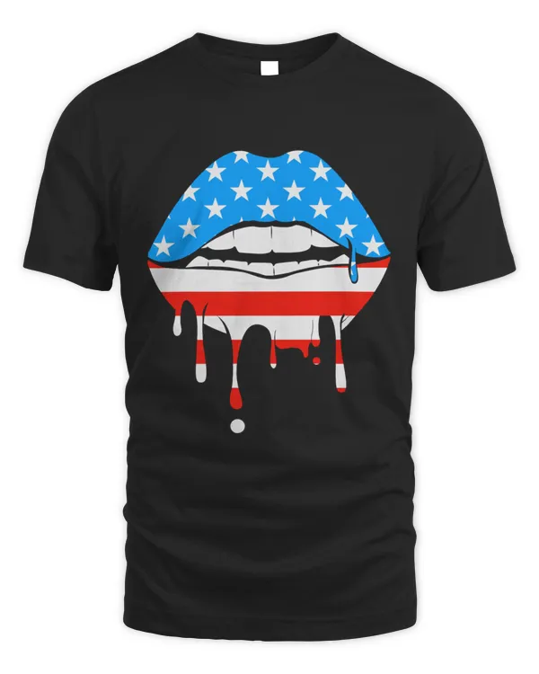 AMERICAN FLAG PAINTED LIPS T-Shirt