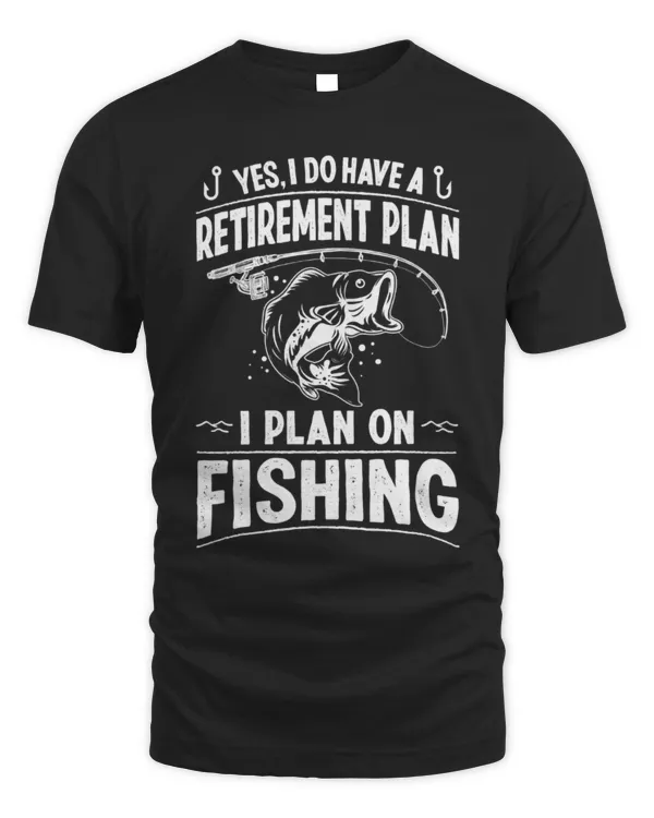 Retirement Plan Fishing T-shirt, Mens Funny Retired, Grandpa Dad Husband Tee Shirt Birthday, Fathers day, Christmas Gift Idea