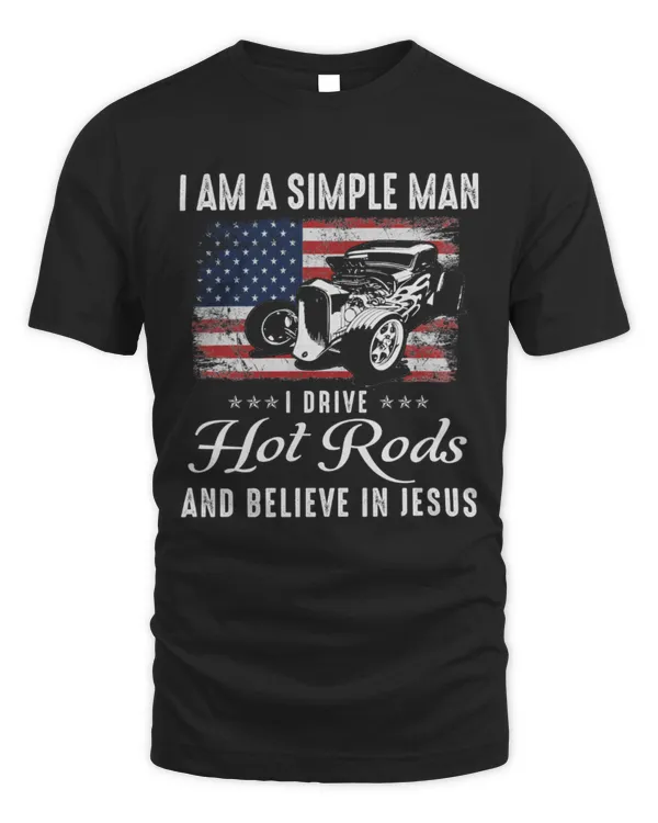 Simple man drive a hot rod and believe in jesus Vintage American Flag