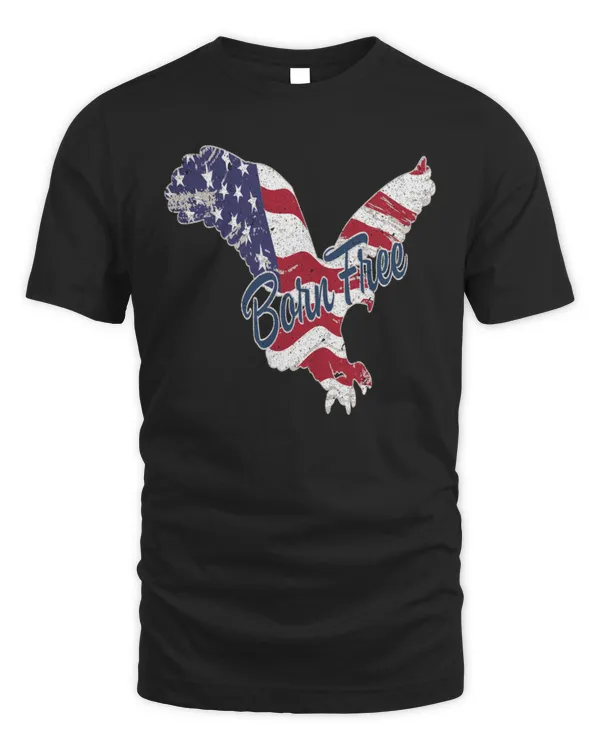 Eagle with USA Flag Born Free Independence Day3136 T-Shirt