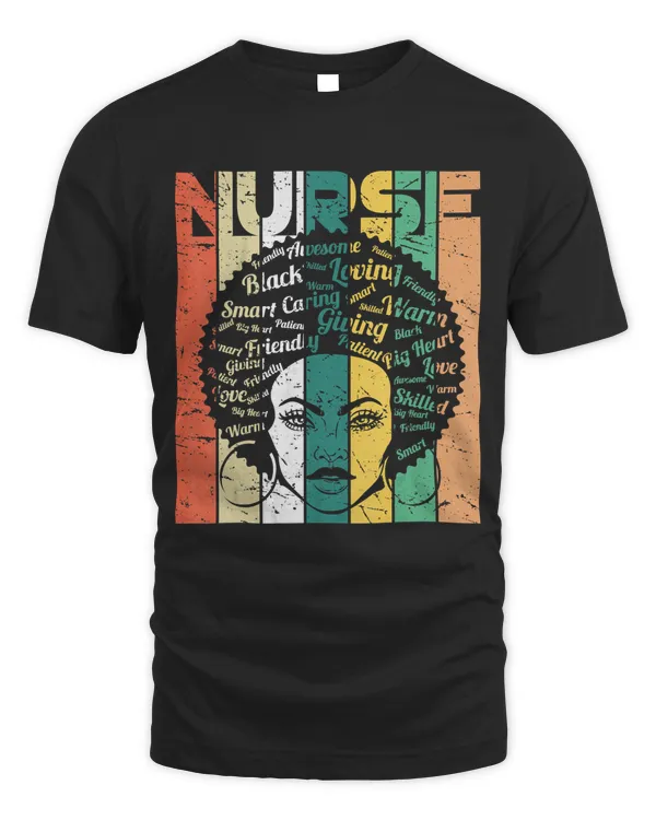 Black Woman Nurse Afro Retro Cool Black History Month Gift T-Shirt