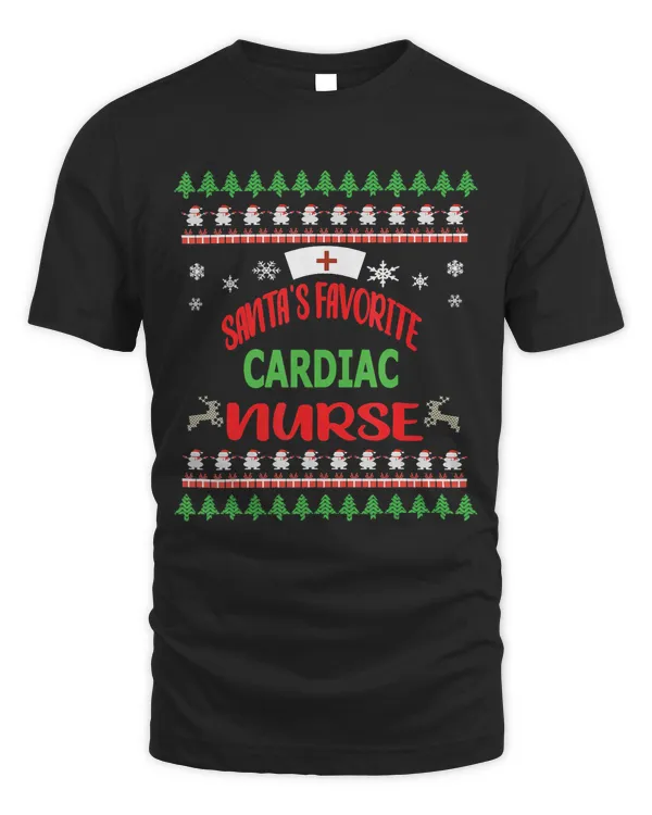 Cardiac Nurse Christmas Gift Santas Favorite Nurse Ugly Xmas T-Shirt