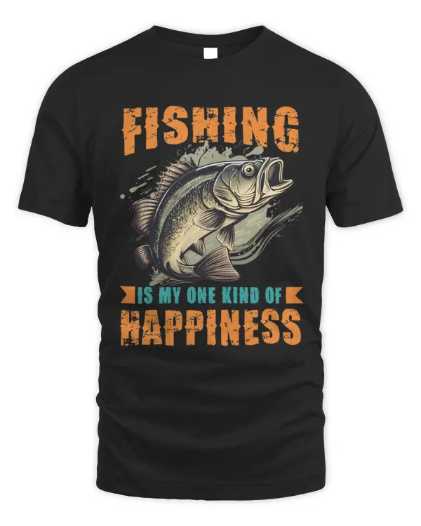 Fishing is My Kind of Happiness Shirt, Funny Fishing Shirt, Fishing Graphic Tee, Gift for Fishing Lovers, Fishing Dad Shirt, Fisherman Tee