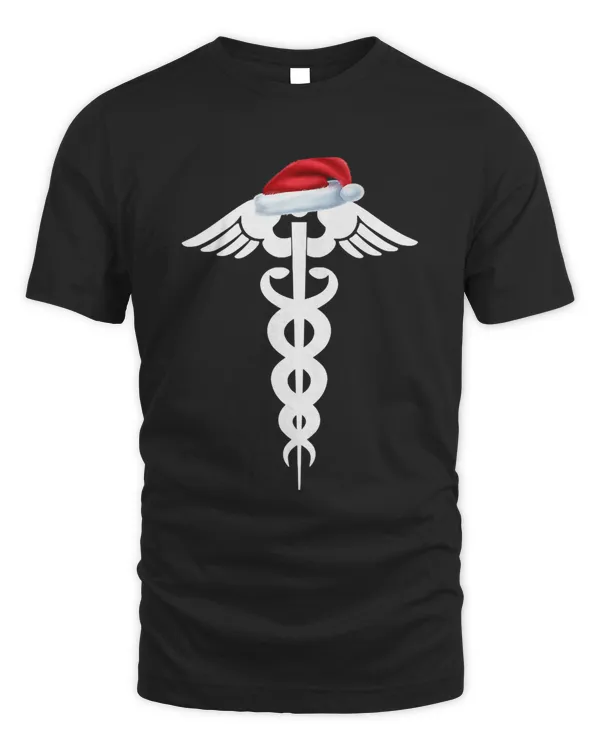 Mens Christmas Nurse's Doctor's Medical Symbol Emblem Caduceus Premium T-Shirt