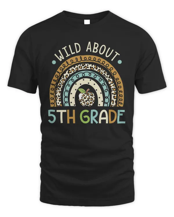 Wild About 5th Grade Leopard Rainbow Back To School