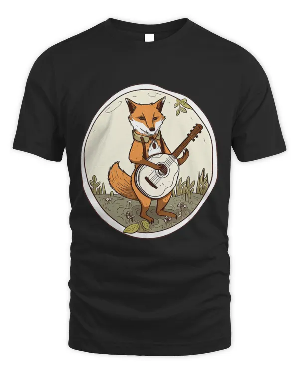 Funny Banjo Fox Lover Playing The Banjo in Cottagecore Aesthetic 21