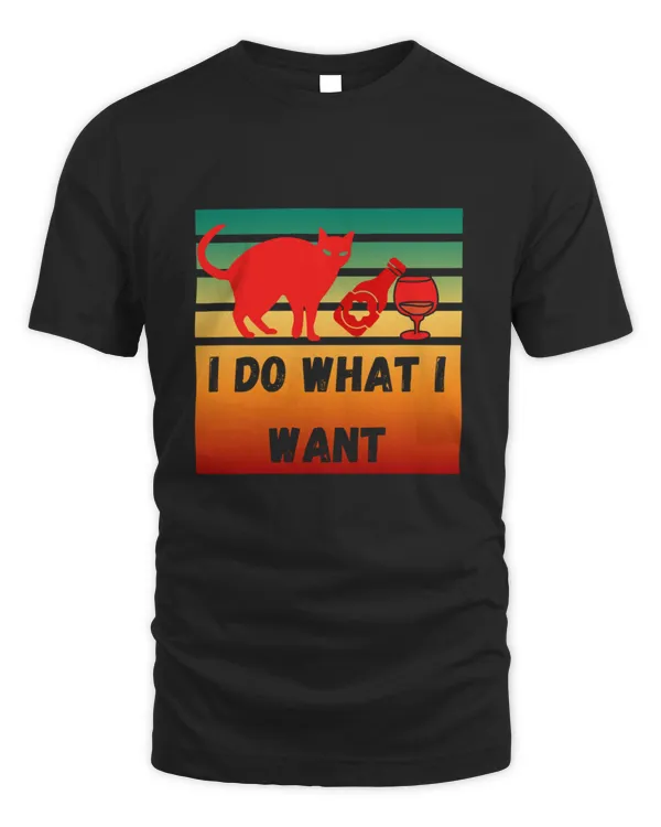 Do What I Want Vintage Black Cat Red Cup Funny My Cat TShirt2039 T-Shirt