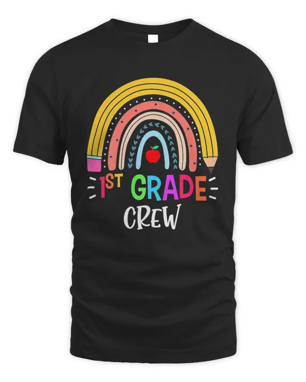 1st Grade Crew Rainbow Girls Boys Teacher Back To School T-Shirt