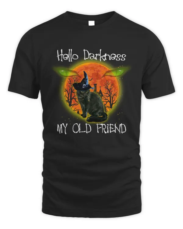 Black Cat Hello Darkness My Old Friend T-Shirt