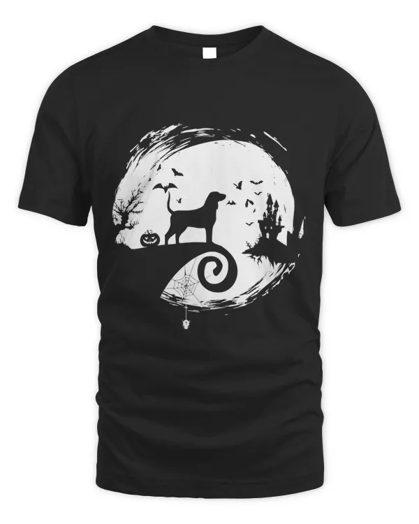 Bluetick Coonhound Halloween Costume Moon Silhouette T-Shirt