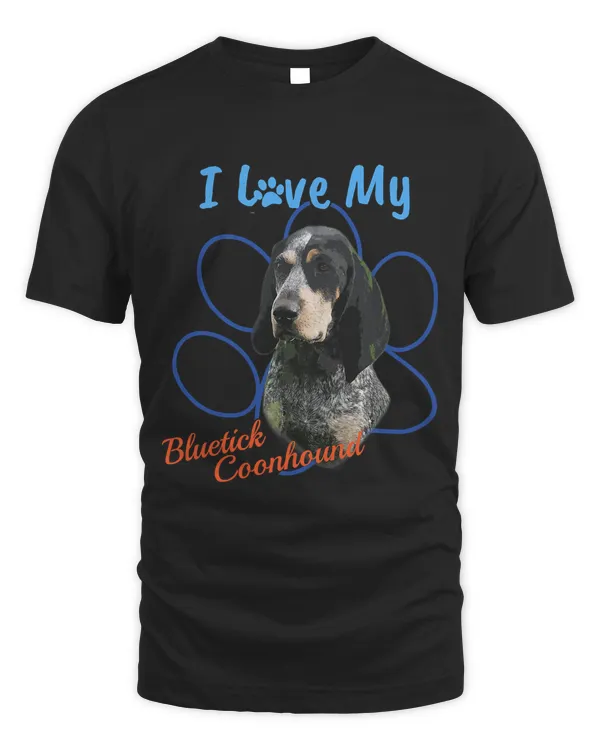 I Love My Bluetick Coonhound Dog Lover Paw Print T-Shirt!