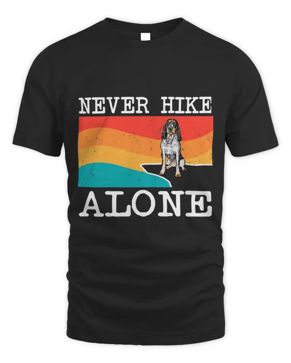 Never Hike Alone Bluetick Coonhound Graphic Hiking T-Shirt