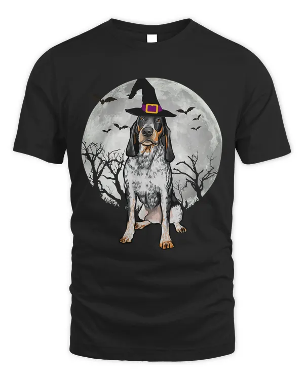 Scary Bluetick Coonhound Dog Witch Hat Halloween T-Shirt