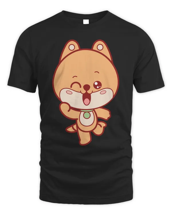 Playful Brown Winking Kawaii Kitty Cat   T-Shirt