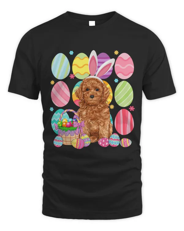 Cute Poodle Easter Bunny Ear Colorful Easter Egg Basket