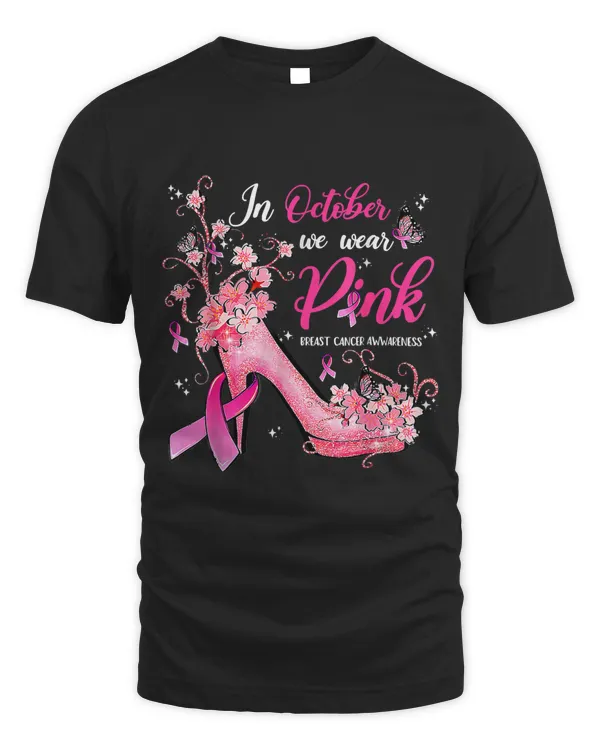 In October We Wear Pink Breast Cancer Awareness Butterflies