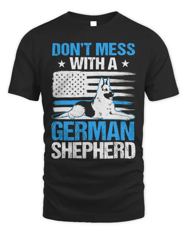 German Shepherd K Police Officer blue line American flag