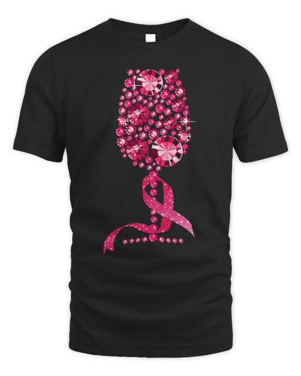 Breast Cancer Pink Ribbon Wine Glass Breast Cancer Awareness Women Girl 62 Cancer Survivor Awareness