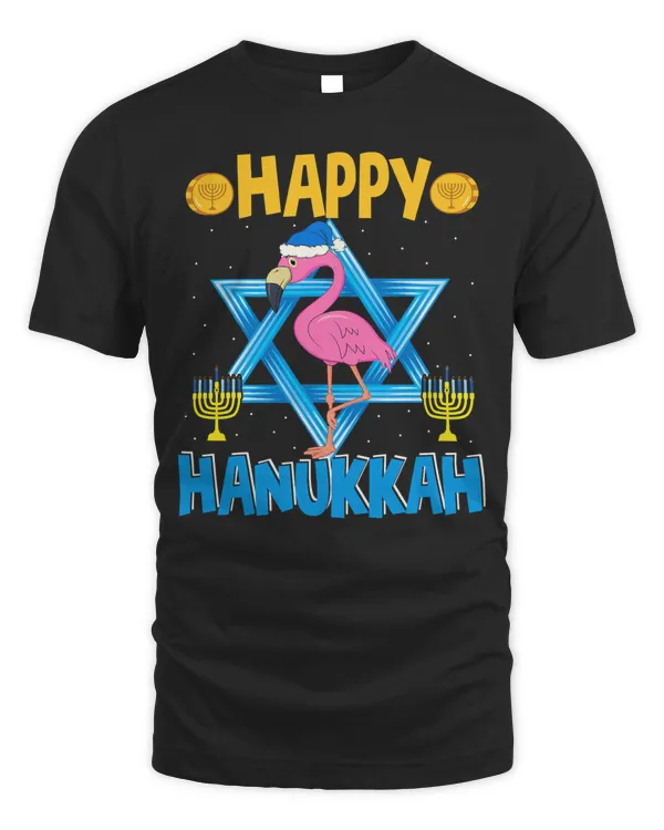 Flamingo Bird Tropical Happy Hanukkah Cute Flamingo Menorah Jewish Proud Hanukkah 204 Tropical