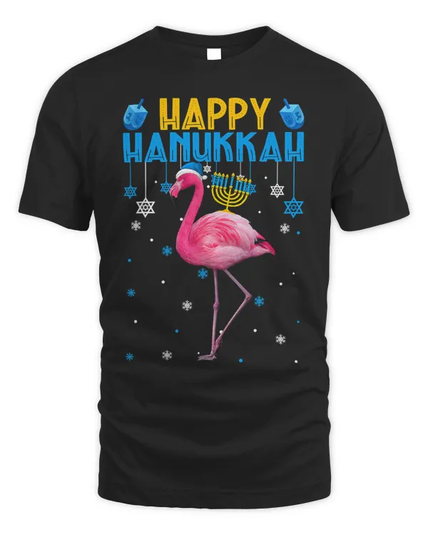 Flamingo Bird Tropical Happy Hanukkah Cute Flamingo Menorah Jewish Proud Hanukkah 427 Tropical