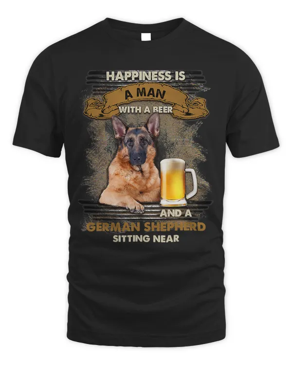 German Shepherd K9 Dog Old Man With A Beer And A German Shepherd Sitting Near GSD Lover