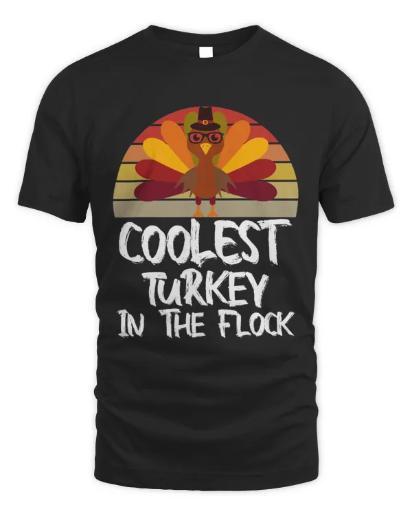 Kids Coolest Turkey In The Flock Toddler Boys Thanksgiving Kids T-Shirt