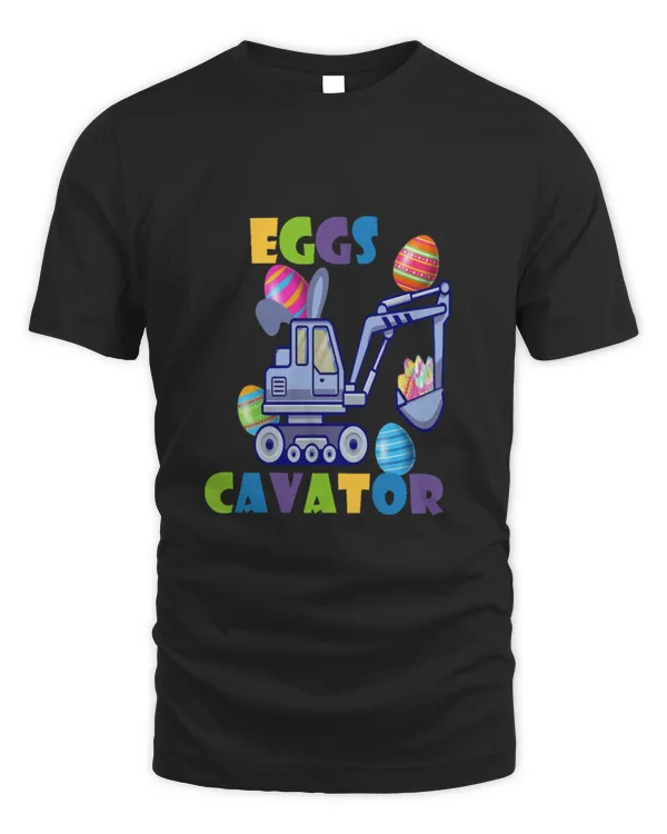 Kids EggsCavator Happy Easter Funny Excavator Hunting Egg Kids TShirt3583 T-Shirt