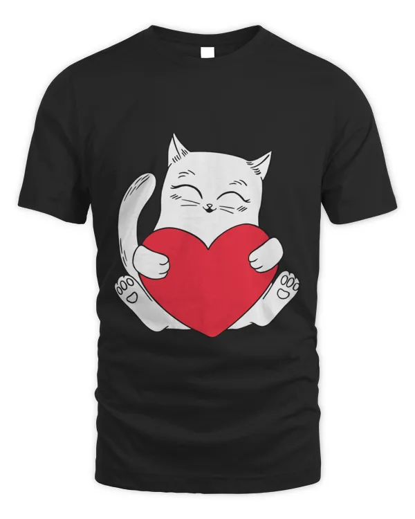 CAT HOLDING HEART VALENTINES DAY T-Shirt