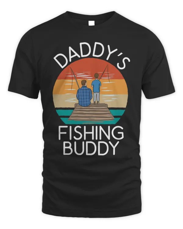 DaddyS Fishing Buddy Retro Colors Fisherman Father  Son T-Shirt