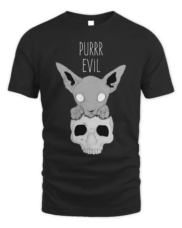 Pure Evil Cat on skull T-Shirt